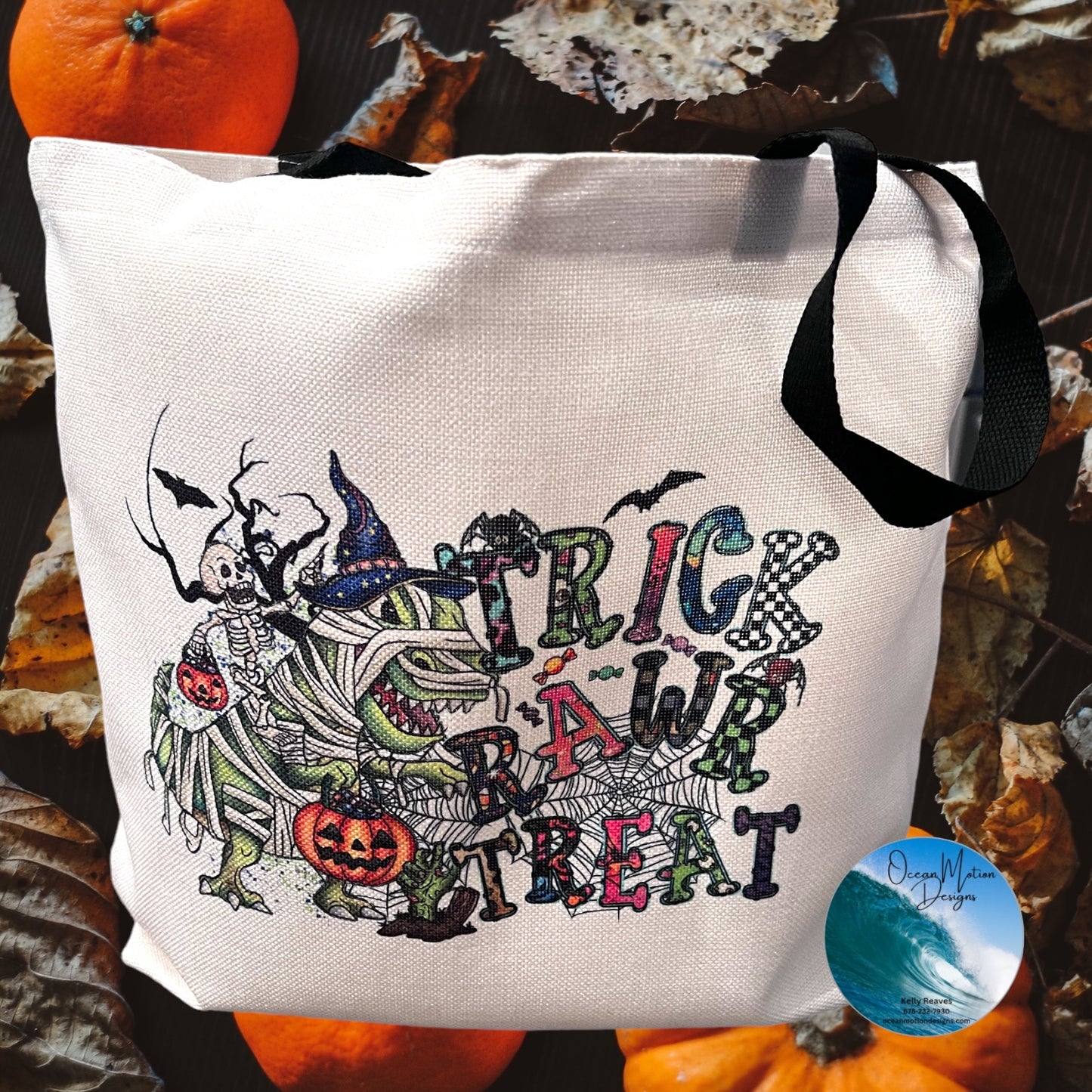 Halloween Trick or Treat Dino Tote Bag