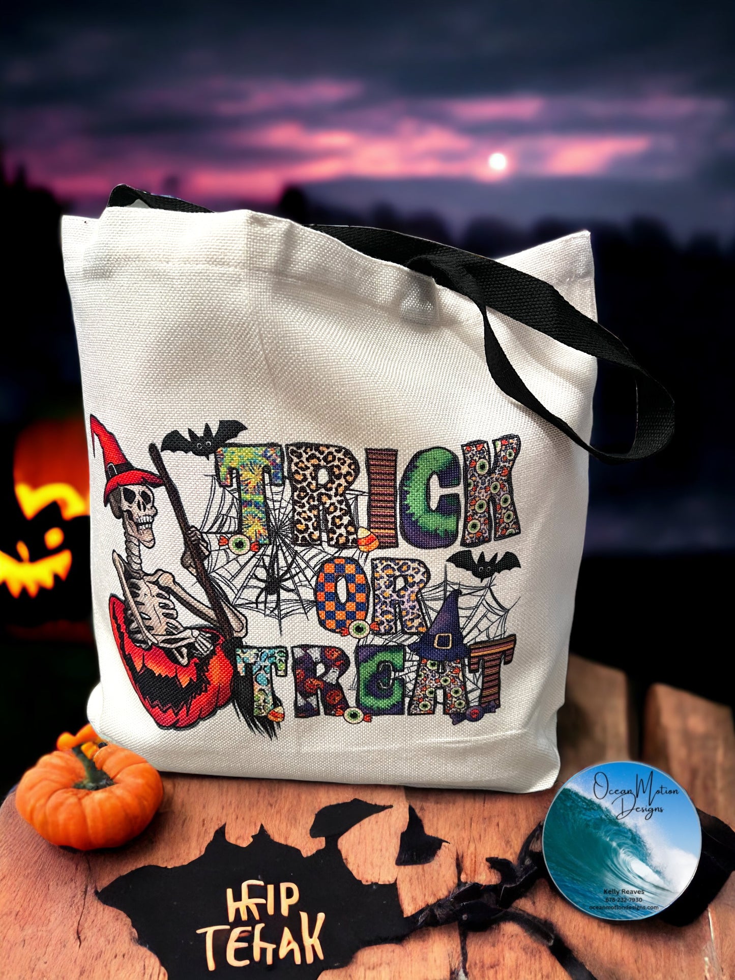 Halloween Trick or Treat Skeleton Tote Bag