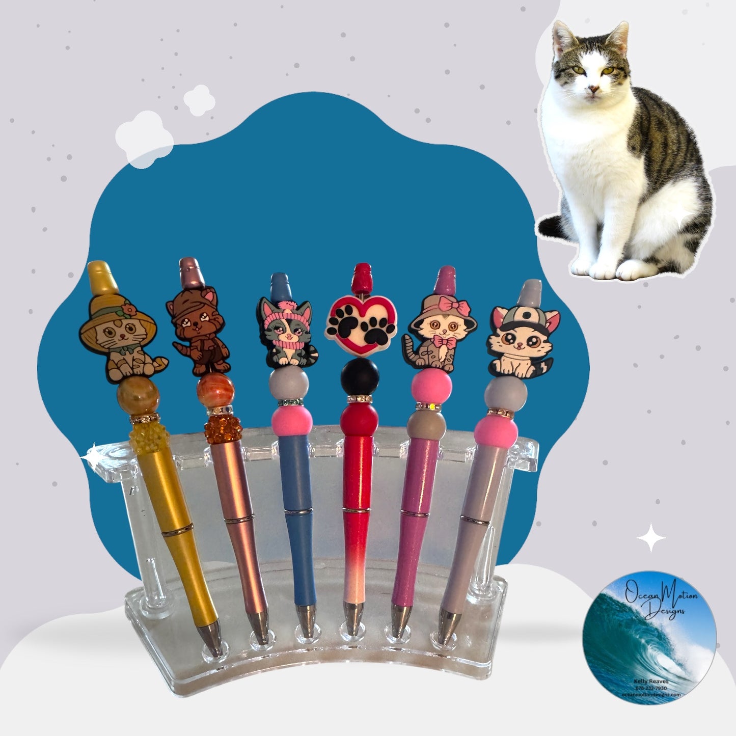Cat Beaded Ink Pens