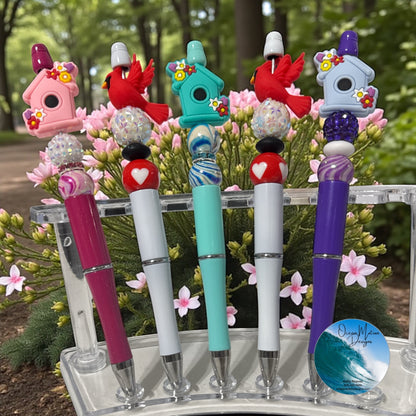 Bird/Bird House Beaded Ink Pens