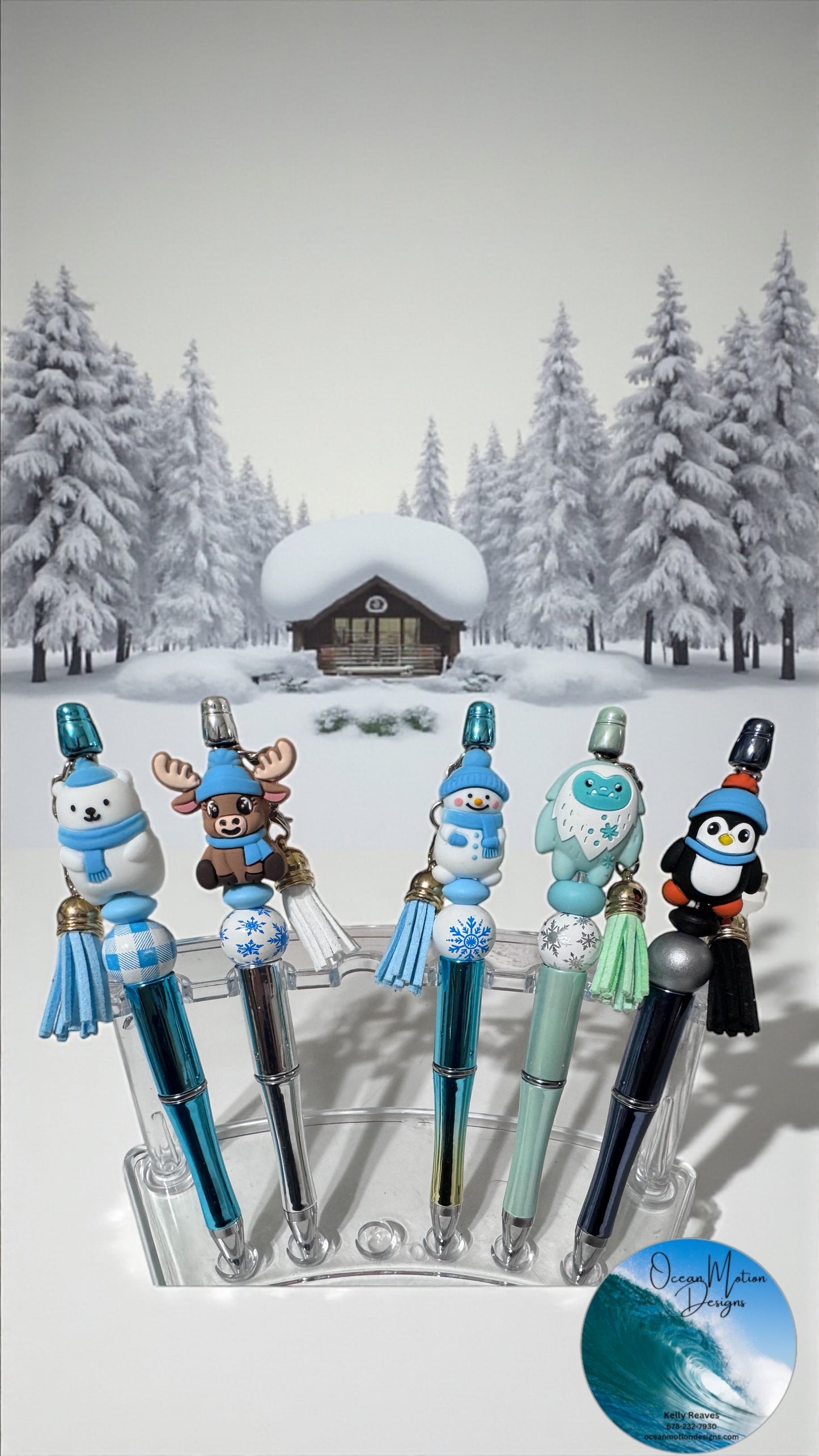 Winter Animal Beaded Ink Pens